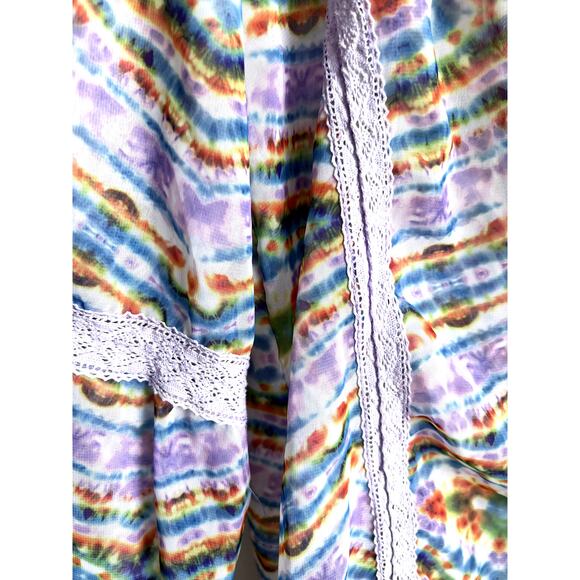 Groovy Off the Shoulder Peasant Top in Boho Tie Dye Hippie Print - Picture 5 of 5